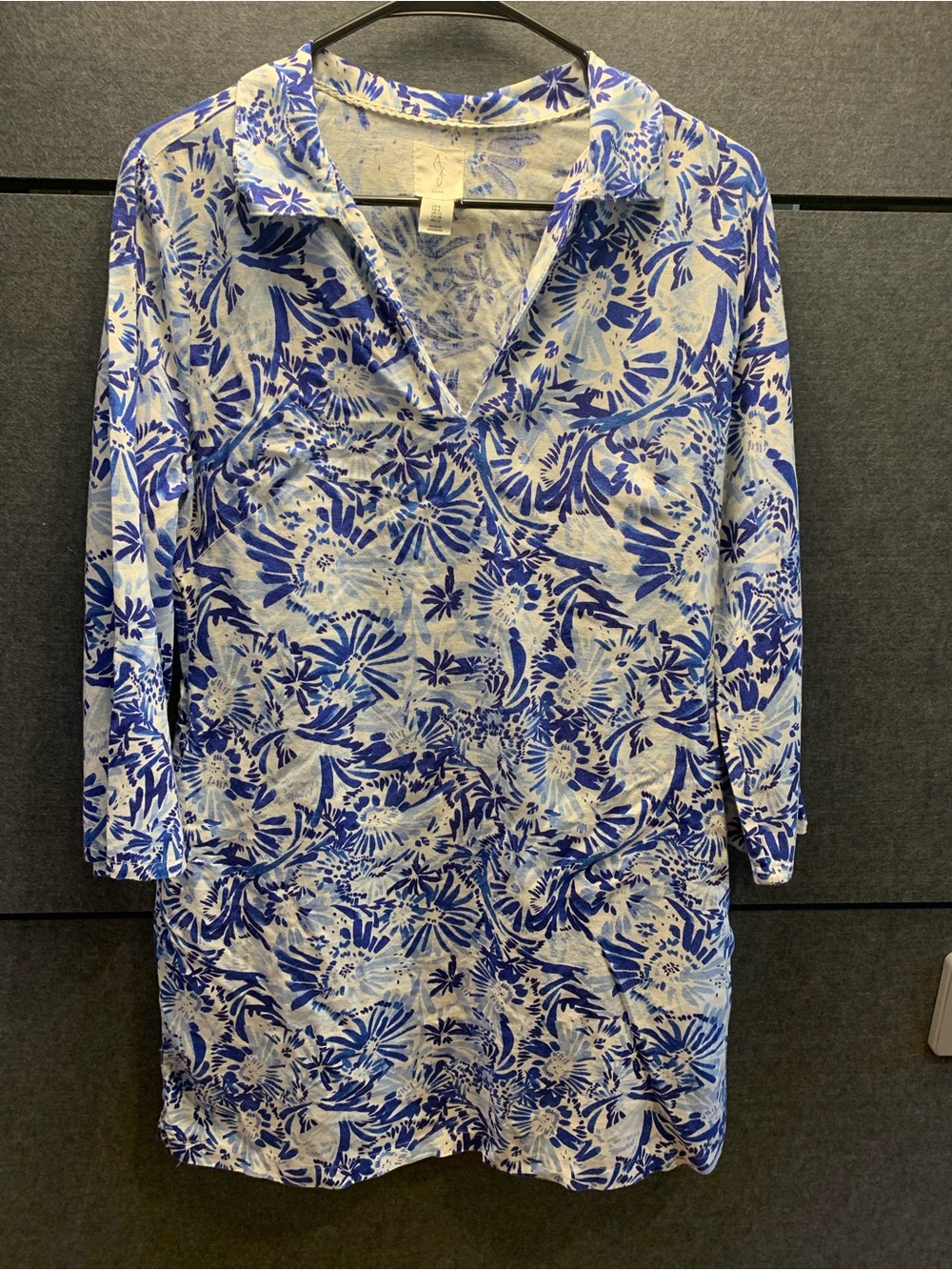 Joie Blue and White Floral V-Neck Tunic